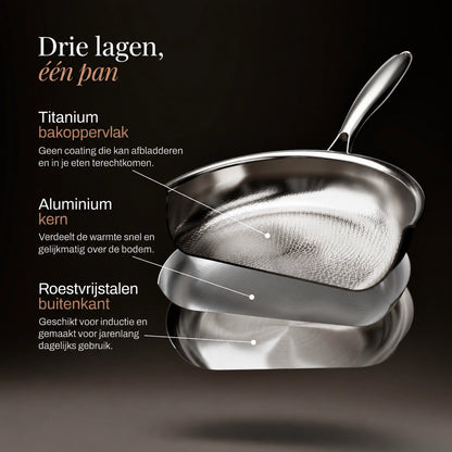 Titanium koekenpan met gehamerd oppervlak