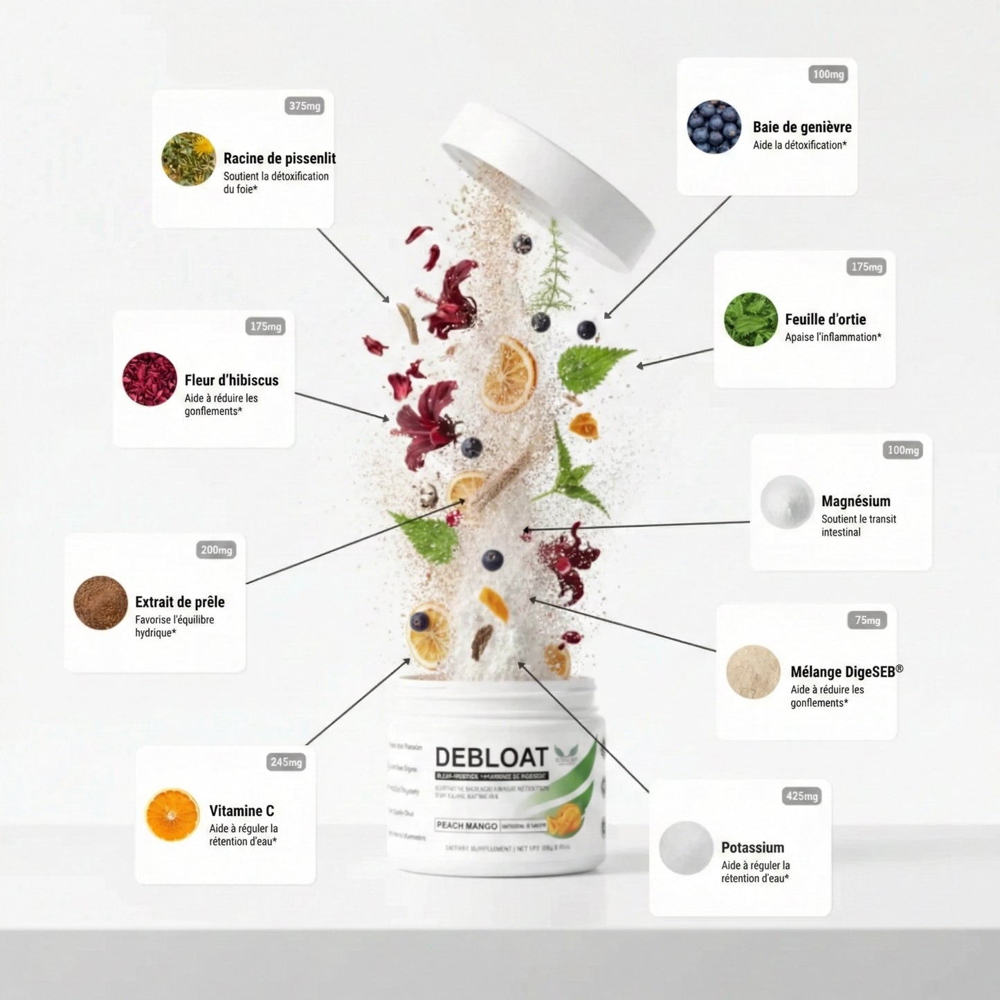 DeBloat⎟Formule d’équilibre électrolytique anti-rétention d’eau