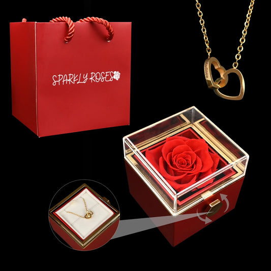 Coffret rose éternelle avec collier gravé⎟Sparkly Roses
